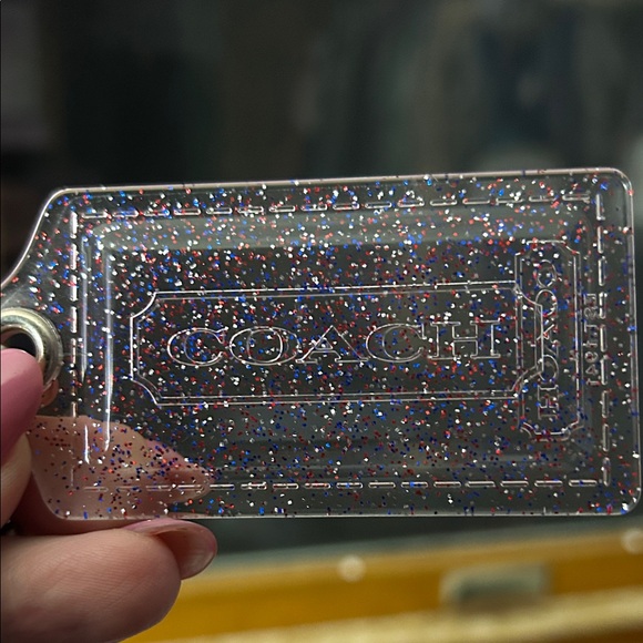 Coach Poppy Clear Glitter Red White & Blue Bag Charm in Pristine